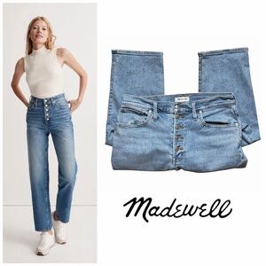 Madewell The Perfect Vintage Straight Blue Denim Jean N3915 size 30 Button Fly